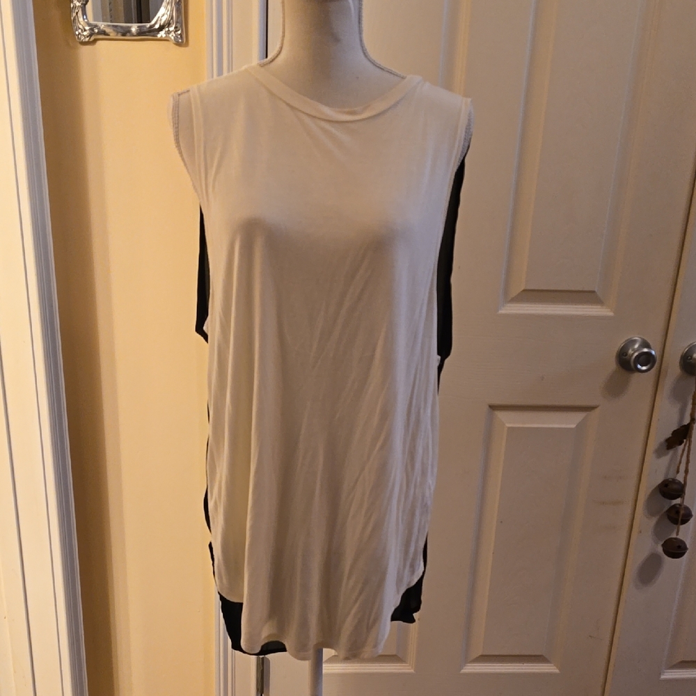 Haute Hippie Cream and Black Muscle Tee